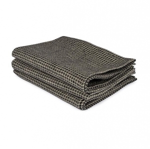 Handduk vffla, natur-svart, 100% lin, 50x70, Axlings i gruppen Textil / Handdukar hos Badrumsbutiken.se (793-1-AXLING)
